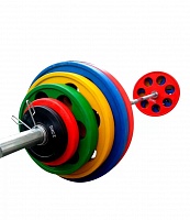Штанга обрезиненная с цветными дисками на 145 кг RN-Sport