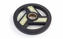 Блины (диски) полиуретановые с хватом и металлической втулкой d-51мм Zelart TA-5344-5 5кг (черный)