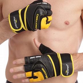 Перчатки для тяжелой атлетики Maraton, размер L, черно-желтый