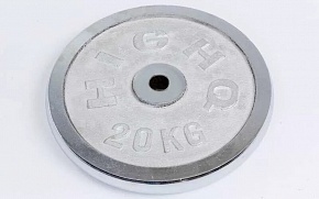Блин (диск) хромированный d-30мм HIGHQ SPORT ТА-2189 20кг (металл хромированный)