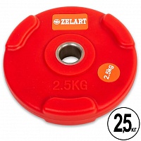 Блин (диск) полиуретановый 2,5 кг d-28мм (красный)