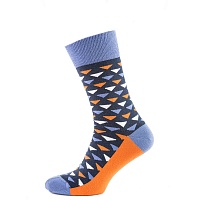 Носки мужские цветные из хлопка в сине-оранжевый треугольник