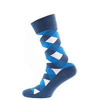 Носки мужские цветные из хлопка в сине-голубую клетку